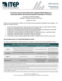 Tax Policy Issues Associated with Legalized Retail Marijuana