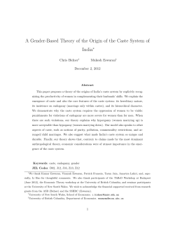 A Gender-Based Theory of the Origin of the Caste System