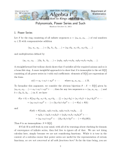 Polynomials, Power Series and Such