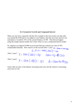 21.2 Geometric Growth and Compound Interest What you may have