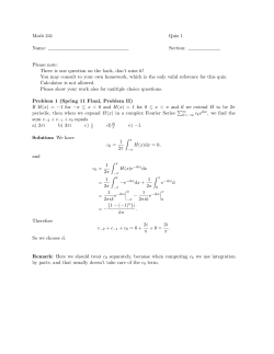 Math 241 Quiz 1 Name: Section: Please note: There is