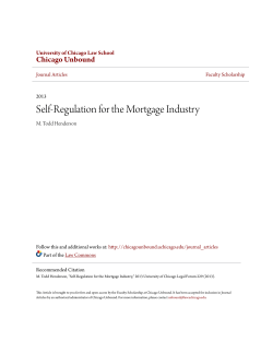 Self-Regulation for the Mortgage Industry
