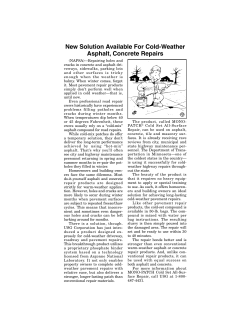 New Solution Available For Cold-Weather Asphalt, Concrete Repairs