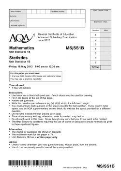 A-level Mathematics/Statistics Question paper Statistics 1B June 2012