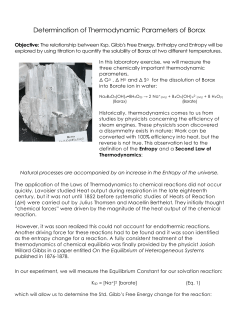 Determination of Thermodynamic Parameters of Borax