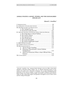 Animal Politics: Money, Power, and the Endangered Species Act