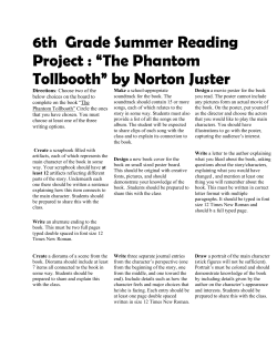 6th Grade Summer Reading Project : &ldquo;The Phantom Tollbooth&rdquo; by
