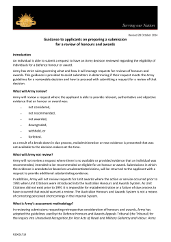 Army Guidance to Applicants on Preparing a