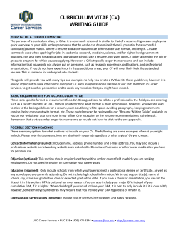 CURRICULUMVITAE(CV) WRITINGGUIDE