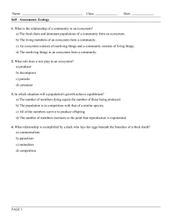 1. What is the relationship of a community to an ecosystem? a) The