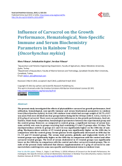 Influence of Carvacrol on the Growth Performance, Hematological