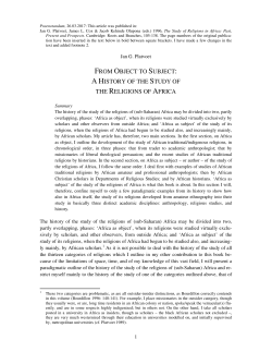 from object to subject: a history of the study of the religions of africa