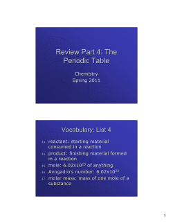 Review Part 4: The Periodic Table