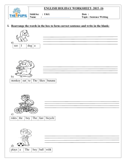 ENGLISH HOLIDAY WORKSHEET- 2015