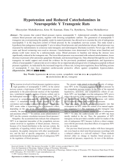 Hypotension and Reduced Catecholamines in