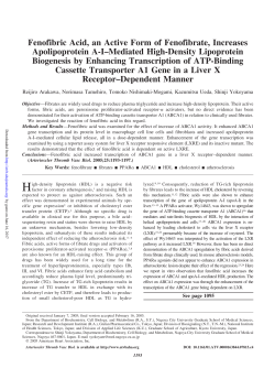 Fenofibric Acid, an Active Form of Fenofibrate, Increases
