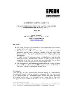 The Dutch Referendum on the Ratification of the European