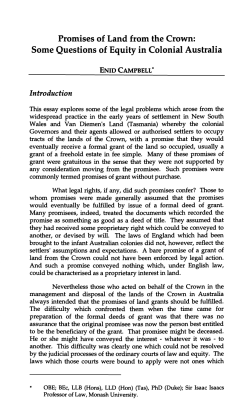 Promises of Land from the Crown