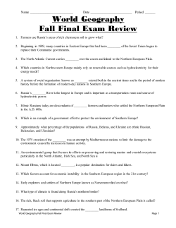 Final Exam Fall Pre-AP Review - 2016