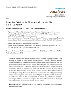 Oxidation Catalysts for Elemental Mercury in Flue Gases&mdash;A Review