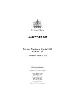land titles act - Alberta Queen`s Printer