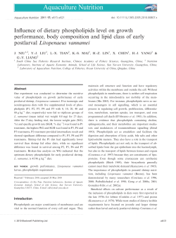 Influence of dietary phospholipids level on growth performance