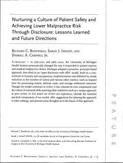 Nurturing a Culture of Patient Safety and Achieving Lower