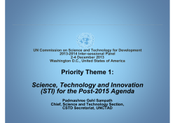 Priority Theme 1: Science, Technology and Innovation (STI) for the