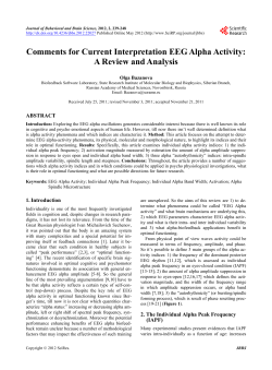 Comments for Current Interpretation EEG Alpha Activity