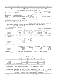 Consolidated Financial Results (Japanese Accounting
