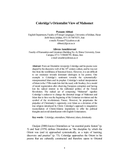 Coleridge`s Orientalist View of Mahomet