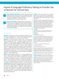 Impact of Language Proiciency Testing on Provider Use of Spanish