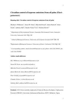Circadian control of isoprene emissions from oil palm (Elaeis