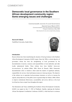 COMMENTARY Democratic local governance in the