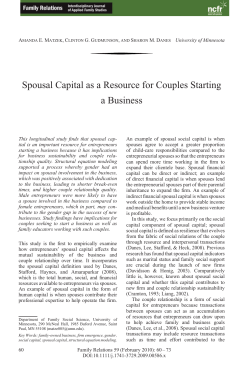 Spousal Capital as a Resource for Couples Starting a Business