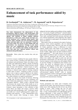 Enhancement of task performance aided by music