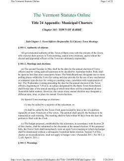 Town Charter - Town of Barre