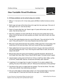 1 Variable Word Problems