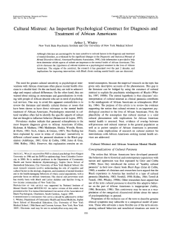 Cultural Mistrust - Afrocentric.Info