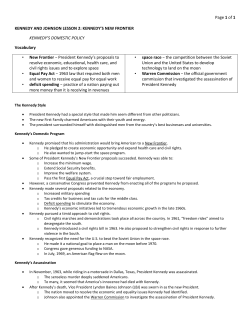 Page 1 of 1 KENNEDY AND JOHNSON LESSON 2: KENNEDY`S
