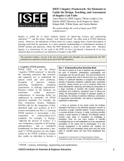 ISEE`s Inquiry Framework: Six Elements to Guide