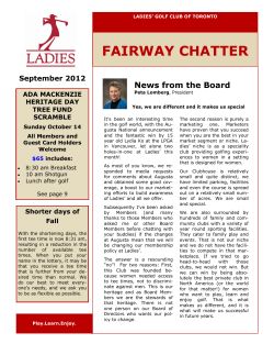 fairway chatter - Ladies Golf Club of Toronto