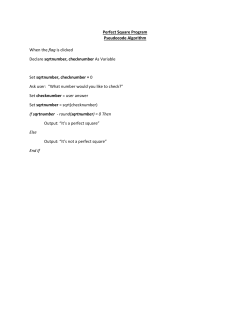 Perfect Square Program Pseudocode Algorithm When the flag is