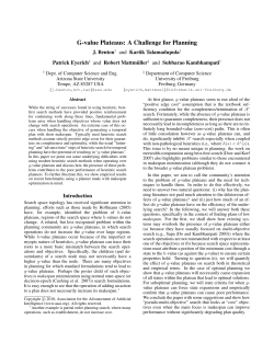 G-value Plateaus: A Challenge for Planning