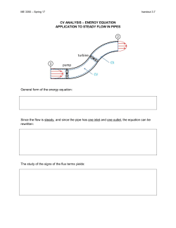 ENERGY EQUATION APPLICATION TO STEADY FLOW IN PIPES