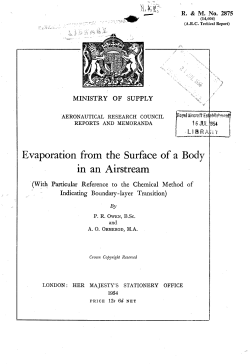 Evaporation from the Surface of a Body in an Airstream