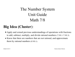 Number System Unit Guide 7.NS and 8.NS.1 unit guide