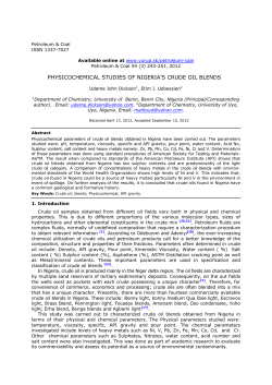PHYSICOCHEMICAL STUDIES OF NIGERIA`S CRUDE OIL BLENDS