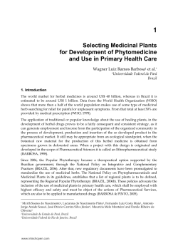 Selecting Medicinal Plants for Development of