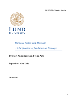 Purpose, Vision and Mission - Lund University Publications